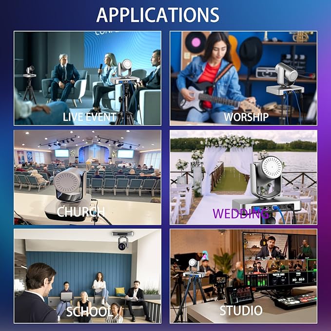 AVKANS 4K NDI PTZ Camera HDMI SDI AI AUTO Tracking PTZ Camera with IP Live Streaming for Church Worship Live Events PoE Support