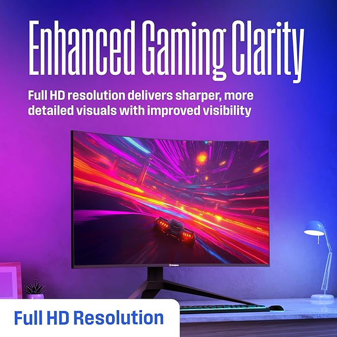 Westinghouse 24 Inch Curved Full HD Gaming Monitor 165Hz AMD FreeSync Support Low Motion Blur 1500R Curve 1920 x 1080 for PC Games with Built in Speakers DisplayPort HDMI