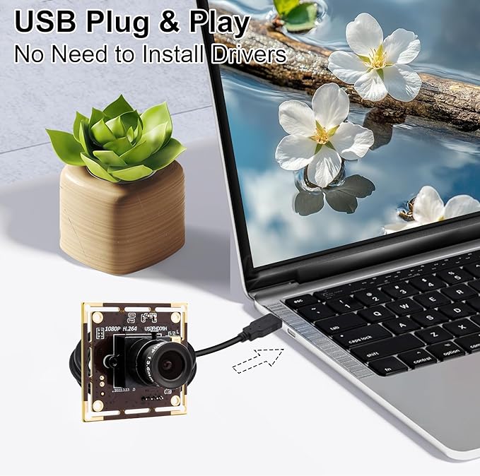1080P USB Camera Module for Raspberry Pi 2MP 30FPS CMOS IMX323 Low Light Webcam with 3.6mm Lens Industrial Lightburn Camera Board for Windows Linux Mac OS