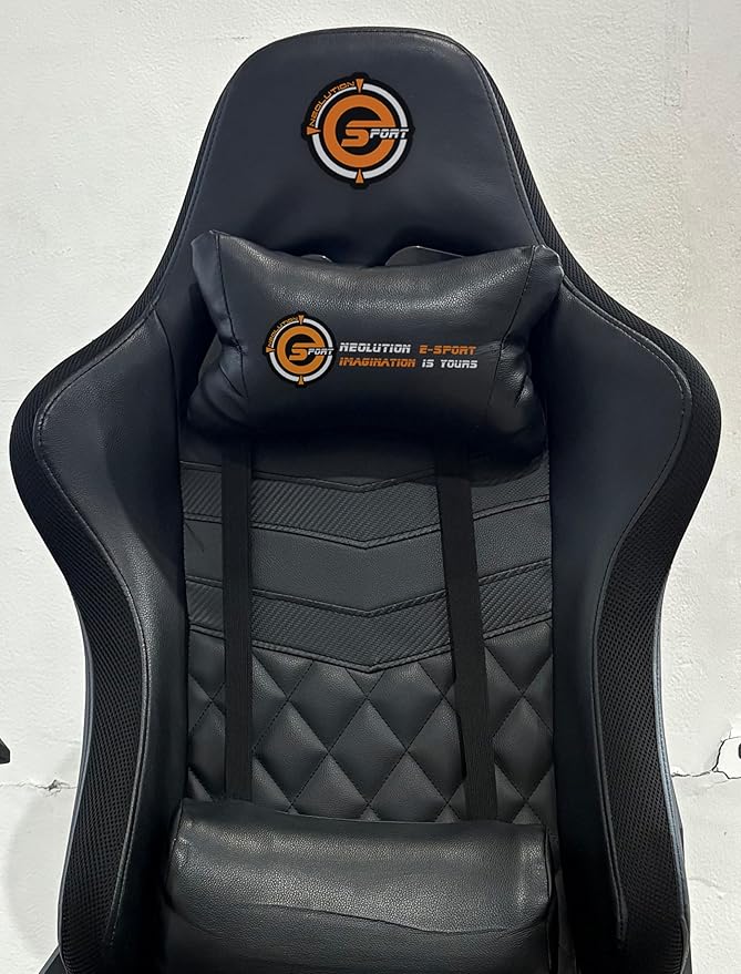 Ergonomic Racing Style Gaming Chair in Black Adjustable Office Computer Chair with a Neck Pillow