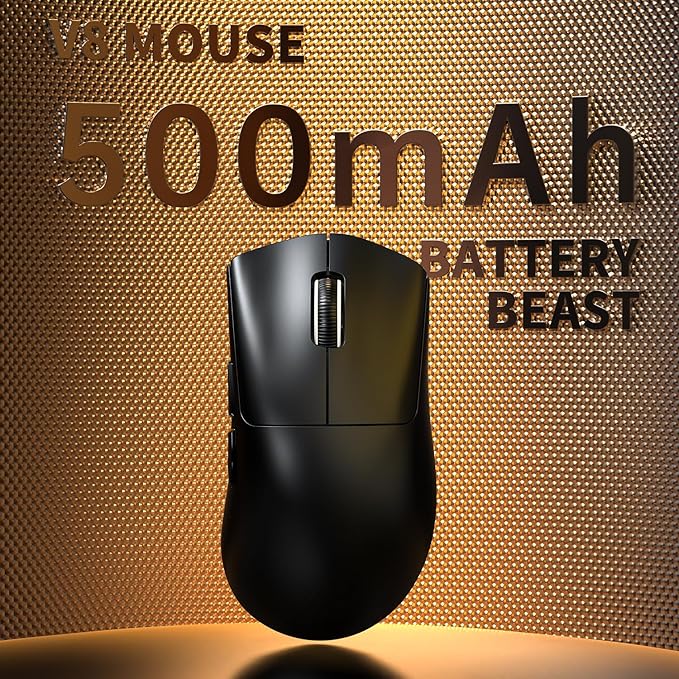 ATTACK SHARK V8 Wireless Gaming Mouse 59g Lightweight BT/2.4G Wireless/Wired Mouse PixArt PAW3950MAX Gaming Sensor 8K Polling42000 DPICoiled CableOffice Mice for PC/Win/Mac(Black)