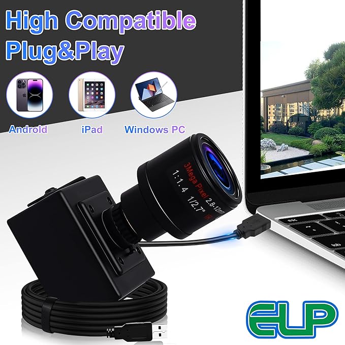 Webcamera_USB Manual Zoom USB Camera for Computer Mini UVC USB2.0 Webcam 1080P Lightburn Camera 2.8-12mm Varifocal Camera for PC Industrial Close Up Camera for Raspberry Pi Jetson Nano