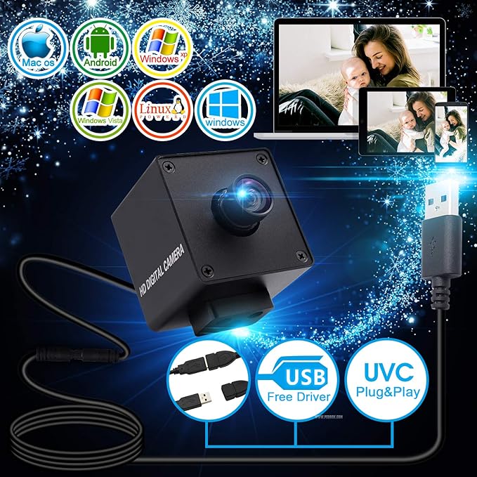 13 Megapixel USB Camera No Distortion Fixed Focus Webcam MJPEG 15fps 3840x2880 USB with Camera for Computer PC Laptop DesktopSupport Most OS