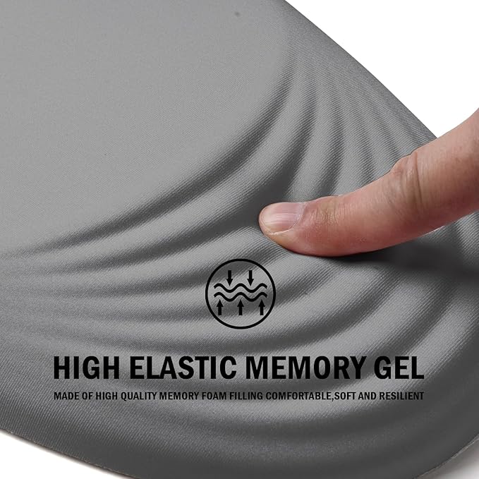 Ergonomic Mouse Pad with Wrist Rest SupportMousepad Relief Carpal Tunnel Pain Entire Memory Foam Mouse Pad with Non-Slip PU Base Wireless Mouse Pad Gray