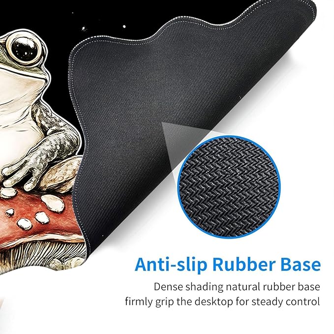 Desk Mat Mouse Pad with Wrist Rest 4-in-1 Large Mouse Pads for Desk Ergonomic Mouse Pad and Keyboard Wrist Rest Gaming Keyboard Mat for OfficeFrog on Mushroom