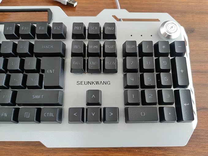 Wired Gaming Keyboard 104 Keys Wired Gaming Keyboard with Mouse Pad All-Metal Panel Quiet Computer Keyboard with Blue Backlit Knob Light Up Keyboard Wired Keyboard for PC Gamers-Black