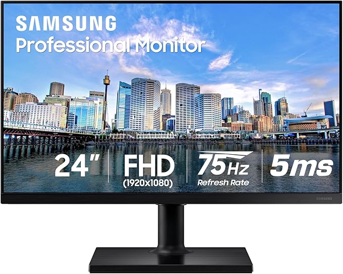SAMSUNG FT45 Series 24-Inch FHD 1080p Computer Monitor 75Hz IPS Panel HDMI DisplayPort USB Hub Height Adjustable Stand 3 Yr WRNTY (LF24T454FQNXGO)Black