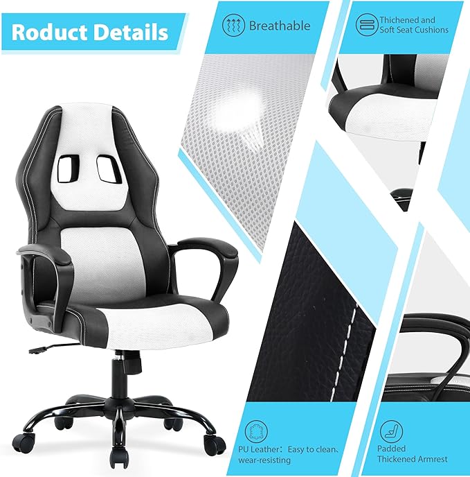 Swivel Gaming Chair Comfortable Cheap Gamer Chair for Adults with Lumbar Support Video Game Chairs with Wheels for Teens Desk Chair Gaming with Adjustable Height
