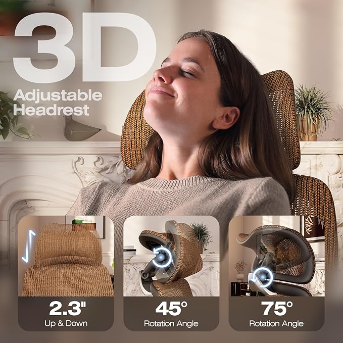 ELABEST X100 Ergonomic Office Chair with Footrest Big and Tall Home Desk Chair with 5D Flip-Up Arms Adjustable 3D Lumbar SupportHigh Back Rolling Computer Chair Swivel Mesh Chairs