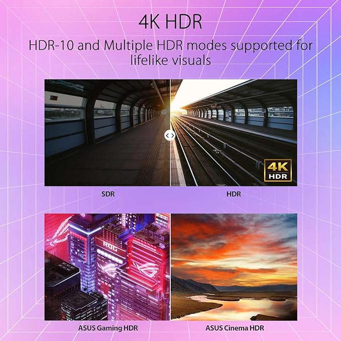 ASUS 32” 4K UHD Monitor 3840 x 2160 IPS Display HDR10 Adaptive-Sync 99% sRGB Built-in Speakers Eye Care DisplayPort HDMI VESA Mountable Professional Desktop Gaming Display - Black