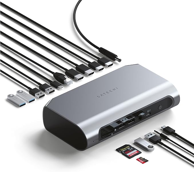 Satechi 16 in 1 Thunderbolt 4 USB C Docking Station 100W Charging up to 4 Screens 4K/60Hz USB C Data 6 USB-A Ports Micro/SD Card Readers 2.5Gbps Ethernet for MacBook Air/Pro M5/M4 Mac/Windows