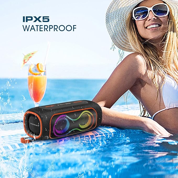 Musibaby 80W Bluetooth Speaker Loud Portable Speaker with Deep Bass Waterproof Outdoor Speaker with RGB Lights for Camping Beach &amp Party 24H Playtime BT5.3 Dual Pairing