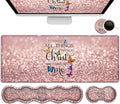Gaming Mouse Pad Ergonomic Memory Foam Keyboard Wrist Rest Support &amp Non-Slip Mouse Wrist Rest for Laptop Desk Writing Pad Philippians 4:13 Pink Glitter Office Desk Mat Extended Large Mouse Pad