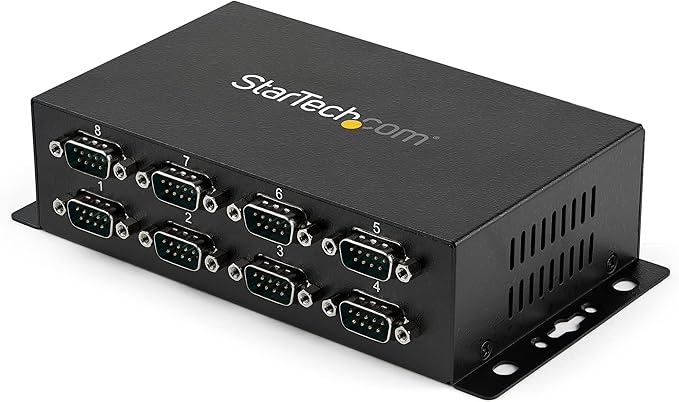 StarTech.com 8 Port USB to Serial RS232 Adapter - Wall Mount - Din Rail - COM Port Retention - FTDI USB to DB9 RS232 Hub TAA (ICUSB2328I)