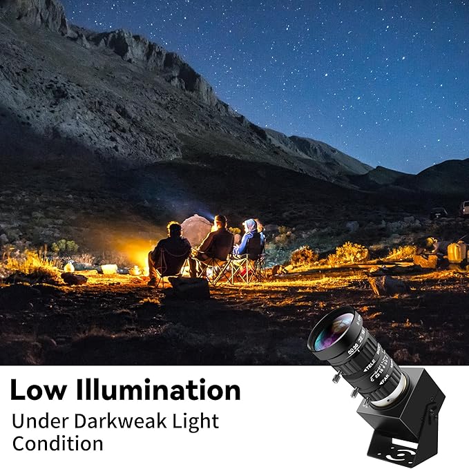 4K USB Webcam 1080P@120fps High Speed Camera With CS-Mount 5-50mm 10X Telephoto Zoom Manual Lens 12MP Close-Up Capability OpenCV Compatible Plug-and-Play for Live StreamingIndustrial Projects