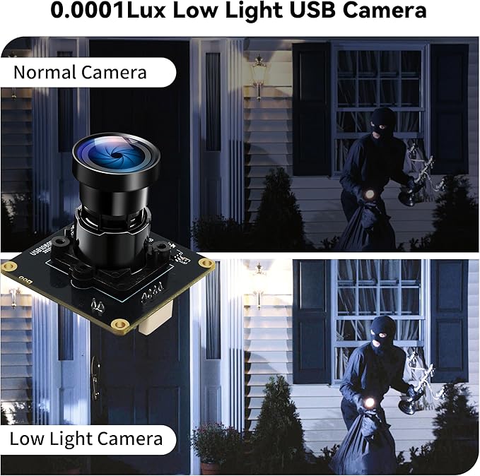 Starvis USB Camera Module 0.0001Lux Ultra Low Light H.264 HDR 1080P Security Webcam Module with 110° Wide Angle Lens Plug and Play for Linux Windows Raspberry Pi