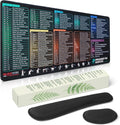 Excel Cheat Sheet Mouse Pad Set | 3-Piece Large Ergonomic Desk Mat with Wrist Rest for Office &amp Gaming(Carbon Black)