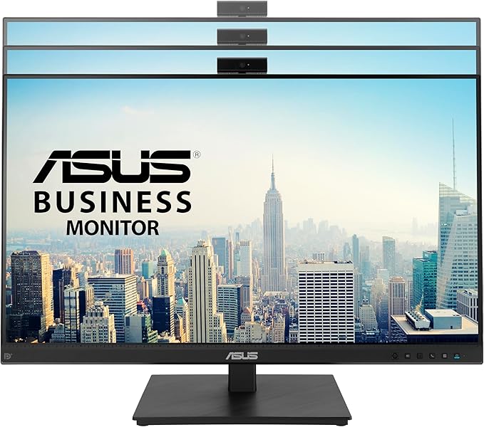ASUS 27” 1080P Video Conference Monitor (BE279QSK) - Full HD IPS Built-in Adjustable 2MP Webcam Mic Array Speakers Eye Care Wall Mountable Frameless HDMI DisplayPort VGA Height Adjustable