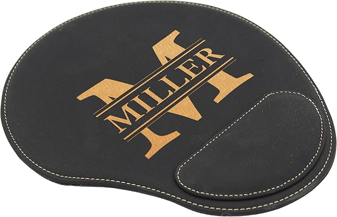 My Personal Memories Custom Engraved and Personalized Mouse Pad with Wrist Rest Desk Accessories (Black with Gold)