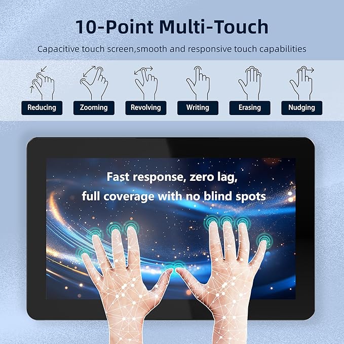 19 Inch Industrial Embedded Touchscreen Monitor - IPSIP65 Open FrameVESA Mount10-Point Capacitive Touch DisplayHDMI/VGA/DVI/USB Portsfor Automation &amp HMI1280×1024 Resolution