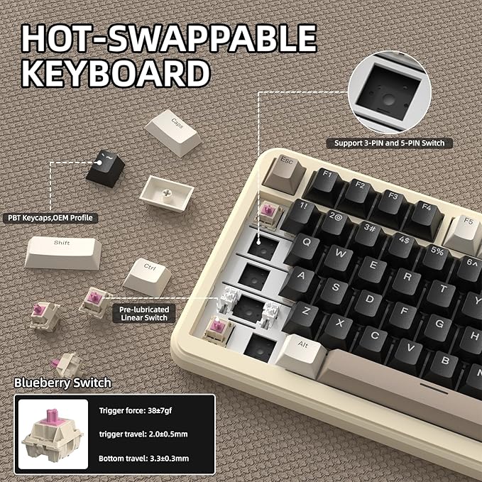 MAGIC-REFINER ATTACK SHARK X85PRO 75% Wireless Mechanical keyboardTFT Smart Display&ampKnobBT/2.4GHz/Wired Custom Gaming KeyboardGasketHot-SwapRGBwith Pro Cable&amp5 Color PBT Keycapsfor PC/M