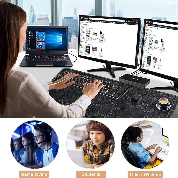 Keyboard Wrist Rest and Mouse Pad with Wrist Support Set Ergonomic CoasterMemory FoamEasy Typing Pain ReliefLarge XL Desk Mat 31.5x 11.8Topographic Contour