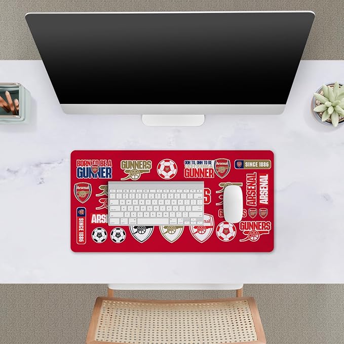 Head Case Designs Officially Licensed Arsenal FC Collage Crest Logo &amp Patterns 23.62 x 11.81 x 0.12 inches (600 x 300 mm) - L Gaming Office Desk PC Keyboard Mouse Mat Pad
