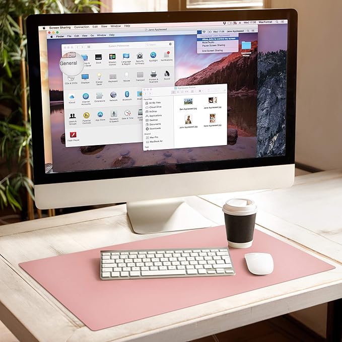 24 x 14 Leather Desk Pad - SKIDSTOP™ Ultra Smooth Executive Blotter and Protective Mat Large Mouse Pad for Office School Home Remote Business – Light Pink