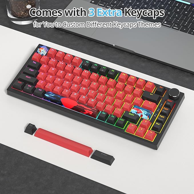 75 Percent Keyboard Gasket-Mounted with Sound Absorbing Pads 82-Key Compact Wired RGB Mechanical Gaming Keyboard Hot-Swap Socket for Win Milan
