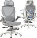 ELABEST X100 Ergonomic Office Chair with Footrest Big and Tall Home Desk Chair with 5D Flip-Up Arms Adjustable 3D Lumbar SupportHigh Back Rolling Computer Chair Swivel Mesh Chairs (Frosted Dawn)