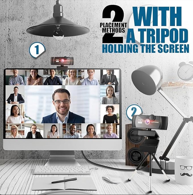 1080p Webcam with Microphone Web cam with Mic USB Adapter Plug and Play Computer Webcam for Online Calls Zoom