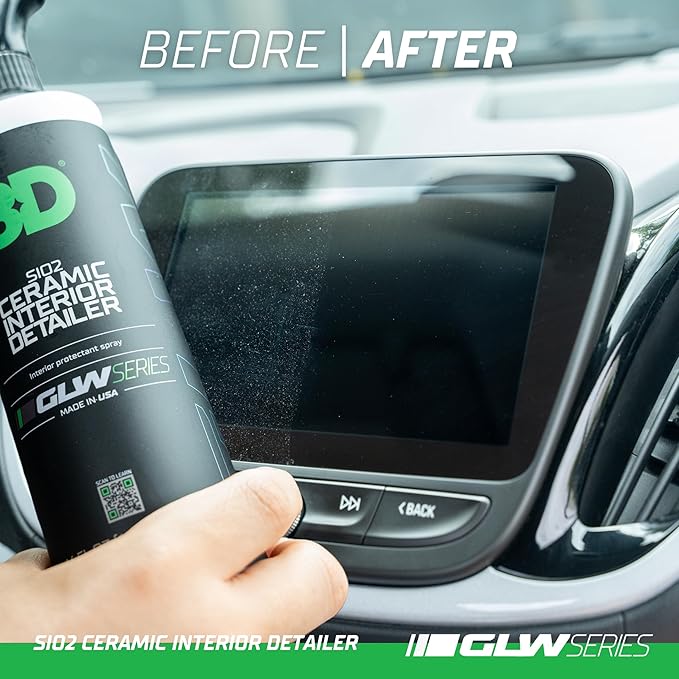 3D SiO2 Interior Detailer GLW Series | Ultimate Deep Cleaning | Ultra Ceramic Protectant |Safe on Leather Vinyl Plastic &amp More | Removes Dust Dirt Grease | DIY Car Detailing | 64 oz