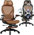 ELABEST X100 Ergonomic Office Chair with Footrest Big and Tall Home Desk Chair with 5D Flip-Up Arms Adjustable 3D Lumbar SupportHigh Back Rolling Computer Chair Swivel Mesh Chairs