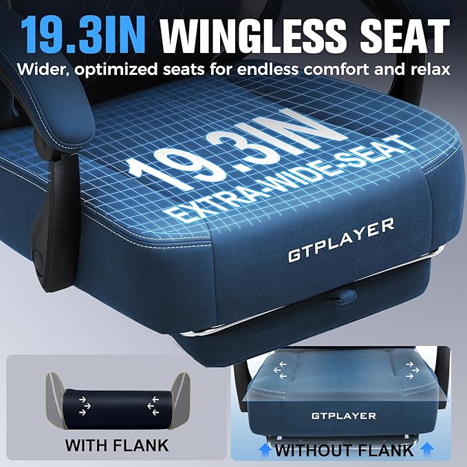 GTPLAYER Big and Tall Gaming Chair Breathable Fabric Computer Chair with Strong Lumbar Support Comfortable Office Chairs with Pocket Spring Cushion High Back Ergonomic Desk Chairs with Footrest