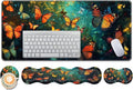 Keyboard Wrist Rest and Mouse Pad Set31.5x11.8 Inches Desk MatWaterproof Non-Slip Ergonomic Wrist Support for Pain ReliefExtended Desk Protector for Office Home GamingButterfly