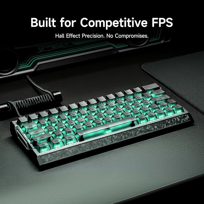 IQUNIX EV63 Hall Effect Gaming Keyboard 60% | Magnetic X Ultra Switch 0.01mm Rapid Trigger 0.125ms Latency 8kHz Polling Adjustable Actuation Aluminum with Forged Carbon for FPS(Dark Knight)