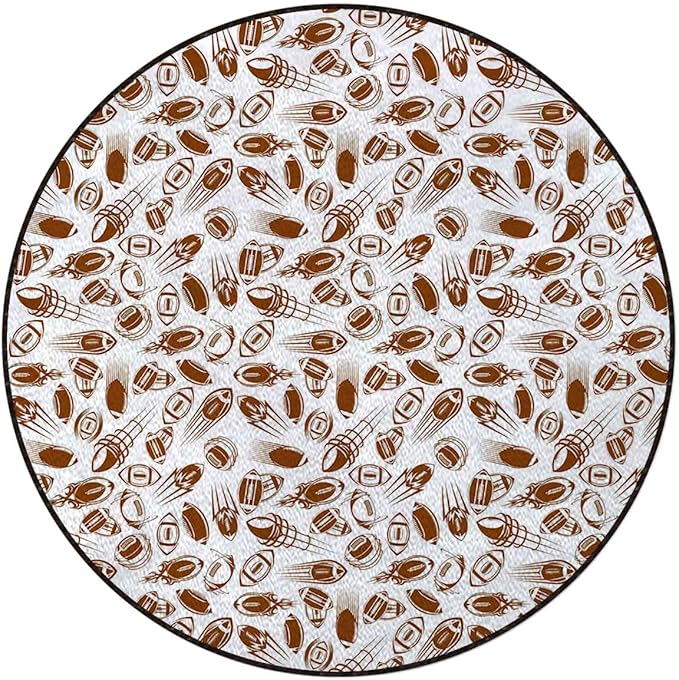 Brown Office Chair Mat Soft Non Slip Round Floor Mat for Hardwood Floor and Protector for Rolling Chair Retro Comicbook Style Flying Spinning Balls Diameter 55 in