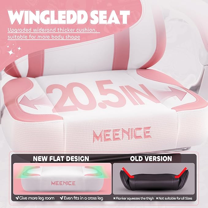 Pink Gaming Chair Cute with Cat Ears Paw Lumbar and CushionErgonomic Computer Chair with FootrestReclining PC Game Chair for Girl Computer Chair 300lbs for Adult