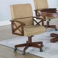 Tan and Upholstered Game Chair with Casters