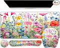 Large Mouse Pad with Wrist Support 4in1 Set XXL Game Mousepad +Keyboard Wrist Rest+Mouse Wrist Rest+Coaster Ergonomic Design Gaming Mat for Home Office Table Computer I Gorgeous Rose Plants