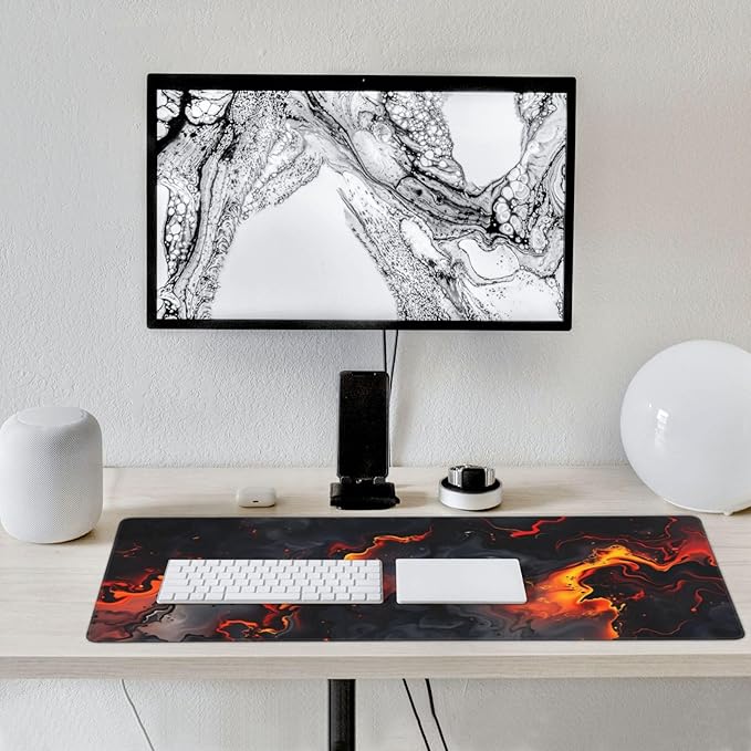 Flame Large Gaming Mouse Pad 35.5 X 16 Inch Extended Desk Mat for Keyboard and Mouse Waterproof Computer Mousepad with Stitched Edges &amp Non-Slip Base