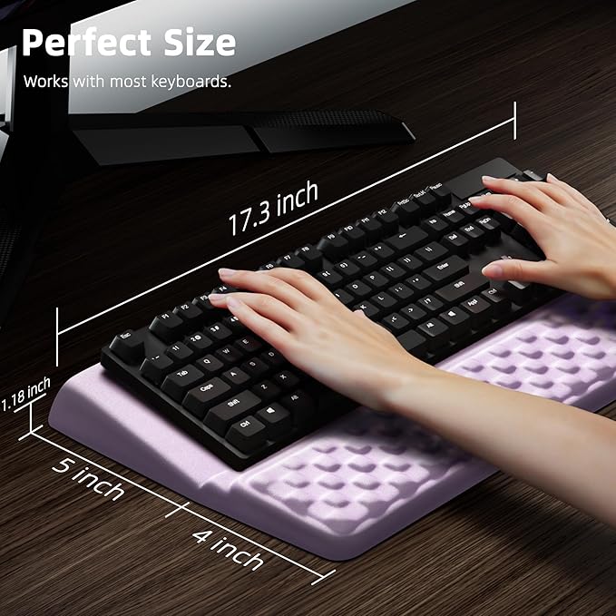 Ospelelf Keyboard Wrist Rest Pad Comfy Ergonomic Keyboard Stand Riser Holder Computer Wrist Support Cushion forTyping Purple