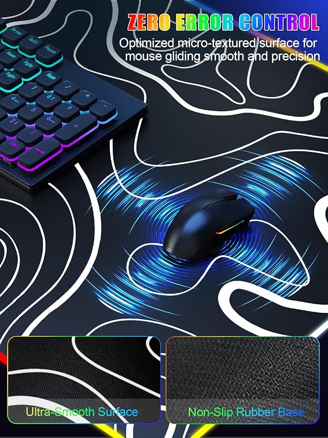 Mouse Pad with Foldable Phone Holder &amp Wireless Charger XXL RGB Gaming Mousepad 31.5x15.8 Large Desk Mat for Keyboard Black Desk Pad with Dual Qi Charging Station | 11 Colors 5 Modes | Waterpr