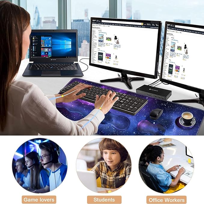 Keyboard Wrist Rest and Mouse Pad with Wrist Support Set Ergonomic CoasterMemory FoamEasy Typing Pain ReliefLarge XL Desk Mat 31.5x 11.8Galaxy Design