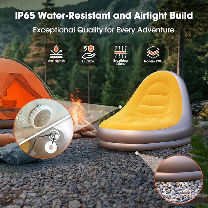 Aerogogo Inflatable Chair Built in Rechargeable Pump 3kPa High-pressureGaming Chair for Kids Inflatable Bean Bag Chair for Indoor Office Outdoor Camping