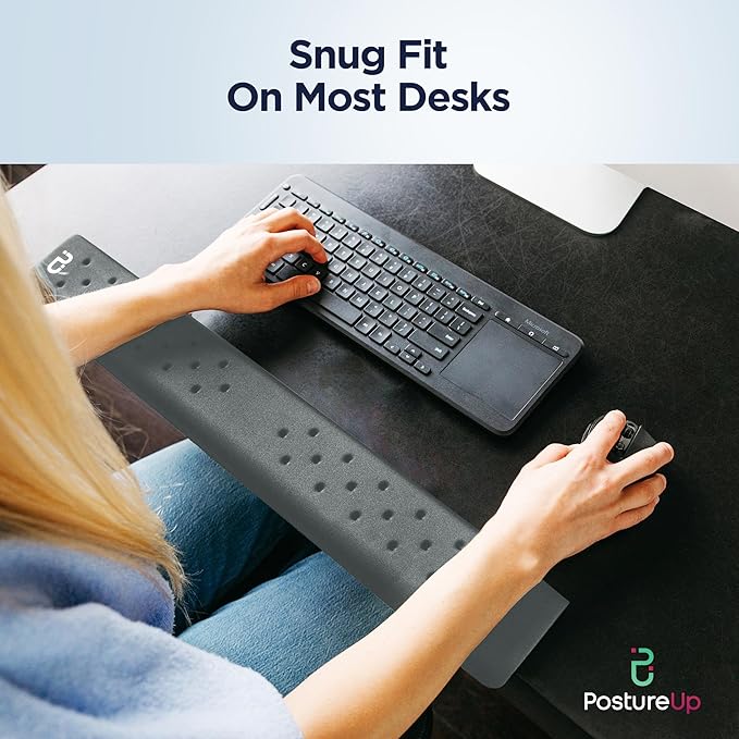 EdgeRest PostureUp L-Shaped Memory Foam Wrist Rest Ergonomic Elbow and Forearm Support for Desk Non-Slip Universal Fit Light Gray