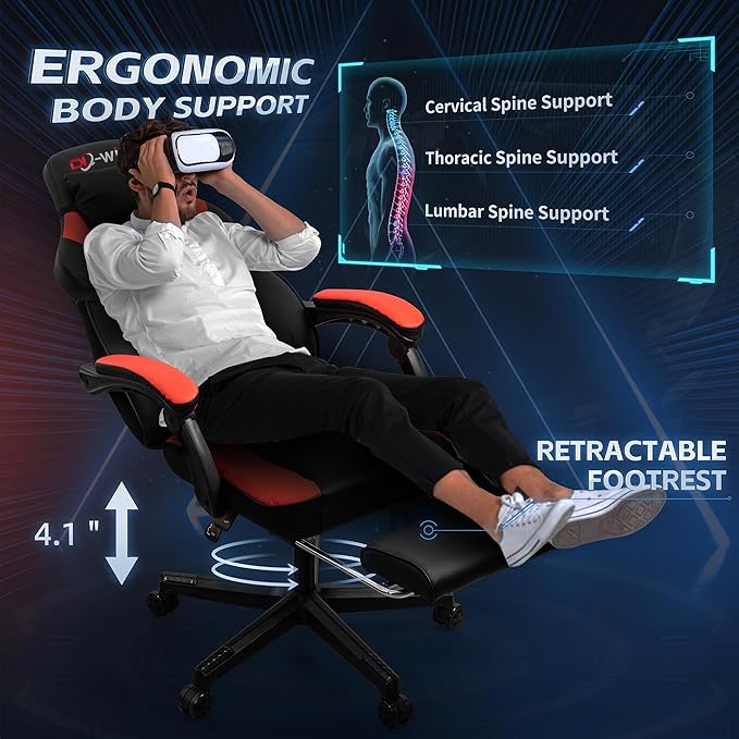 Computer Gaming Chairs Gaming Chair with Swivel Computer Gamer Chair for Gaming Rocker Red