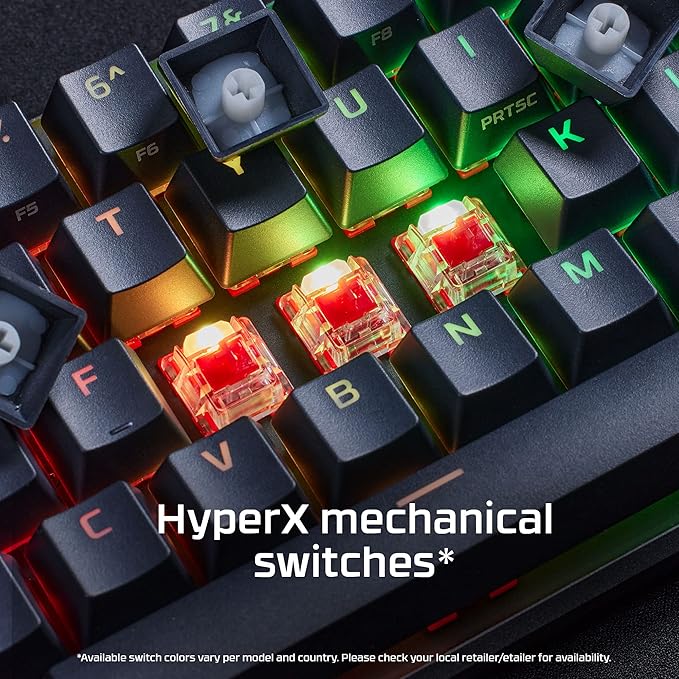 HyperX Alloy Origins 65 - Full Size Mechanical Gaming Keyboard Red Switch RGB LED Backlit Double Shot PBT Keycaps Computer Gamer Wired Linear Keyboard for PC Xbox PlayStation Black (Renewed)