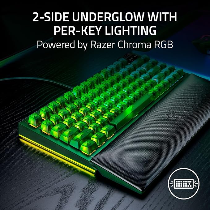 Razer BlackWidow V4 75% Mechanical Gaming Keyboard: Hot-Swappable Design - Compact &amp Durable - Orange Tactile Switches - Chroma RGB - MF Roller &amp Media Keys - Comfortable Wrist Rest - Phantom