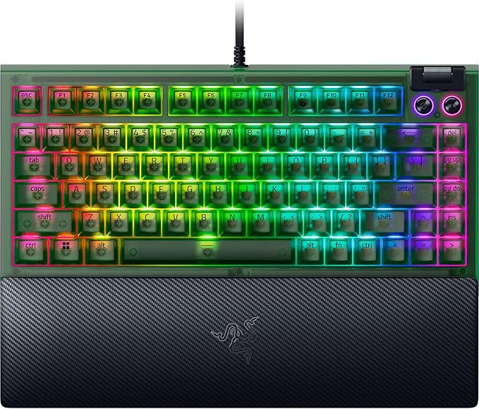 Razer BlackWidow V4 75% Mechanical Gaming Keyboard: Hot-Swappable Design - Compact &amp Durable - Orange Tactile Switches - Chroma RGB - MF Roller &amp Media Keys - Comfortable Wrist Rest - Phantom